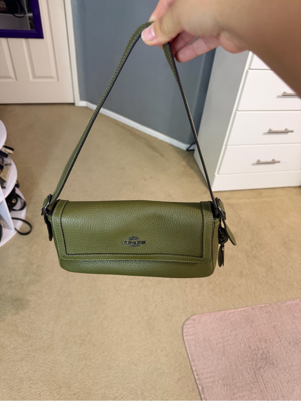 Coach Olive Etta Small Flap Leather Shoulder Bag - Picture 8 of 10